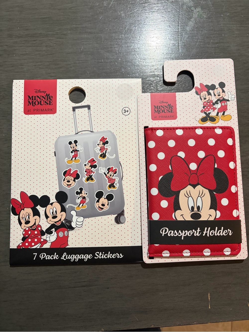 Disney Minnie Mouse Red & White Polka Dot Passport Holder and luggage stickers